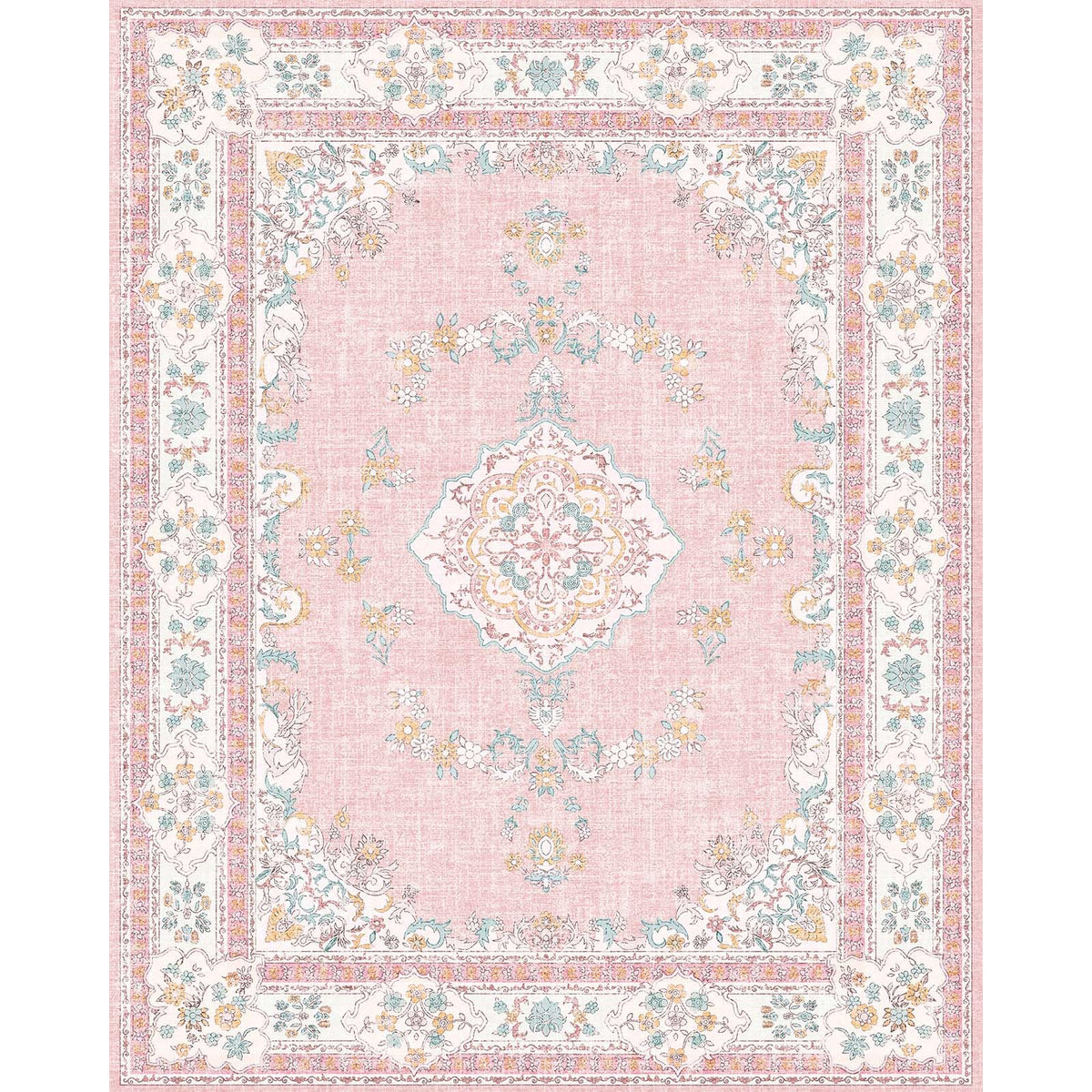 Soft Pink Rug for Girls Room: 5x8 Vintage Washable Carpet Bedroom Nursery