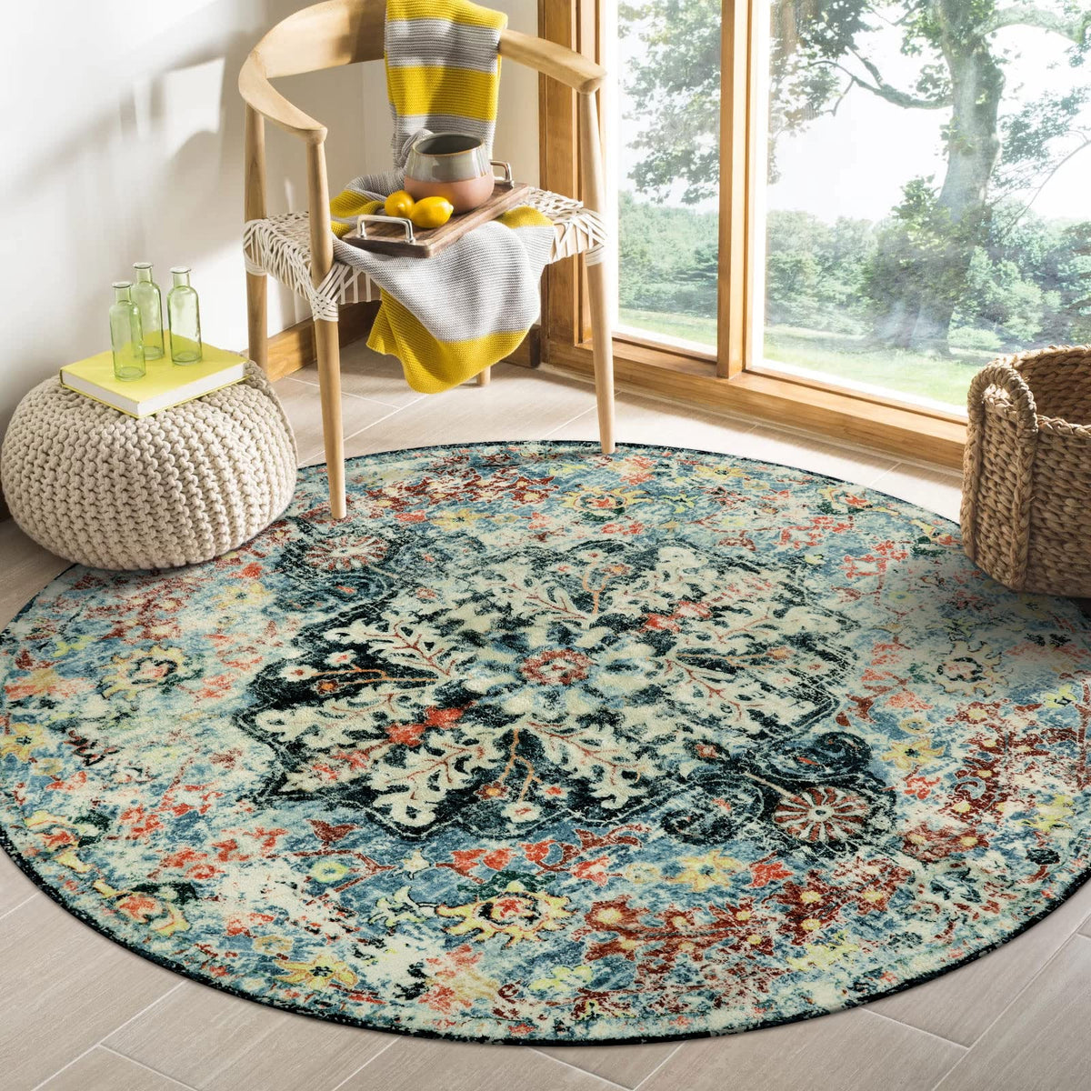 Lahome Felice Boho Tribal 2x3 Washable Small Rugs for Entryway Doormat Indoor Entrance, Throw Rugs with Rubber Backing, Bohemian Soft Non-Slip Bathroom Carpet for Bath Front Door Kitchen Floor