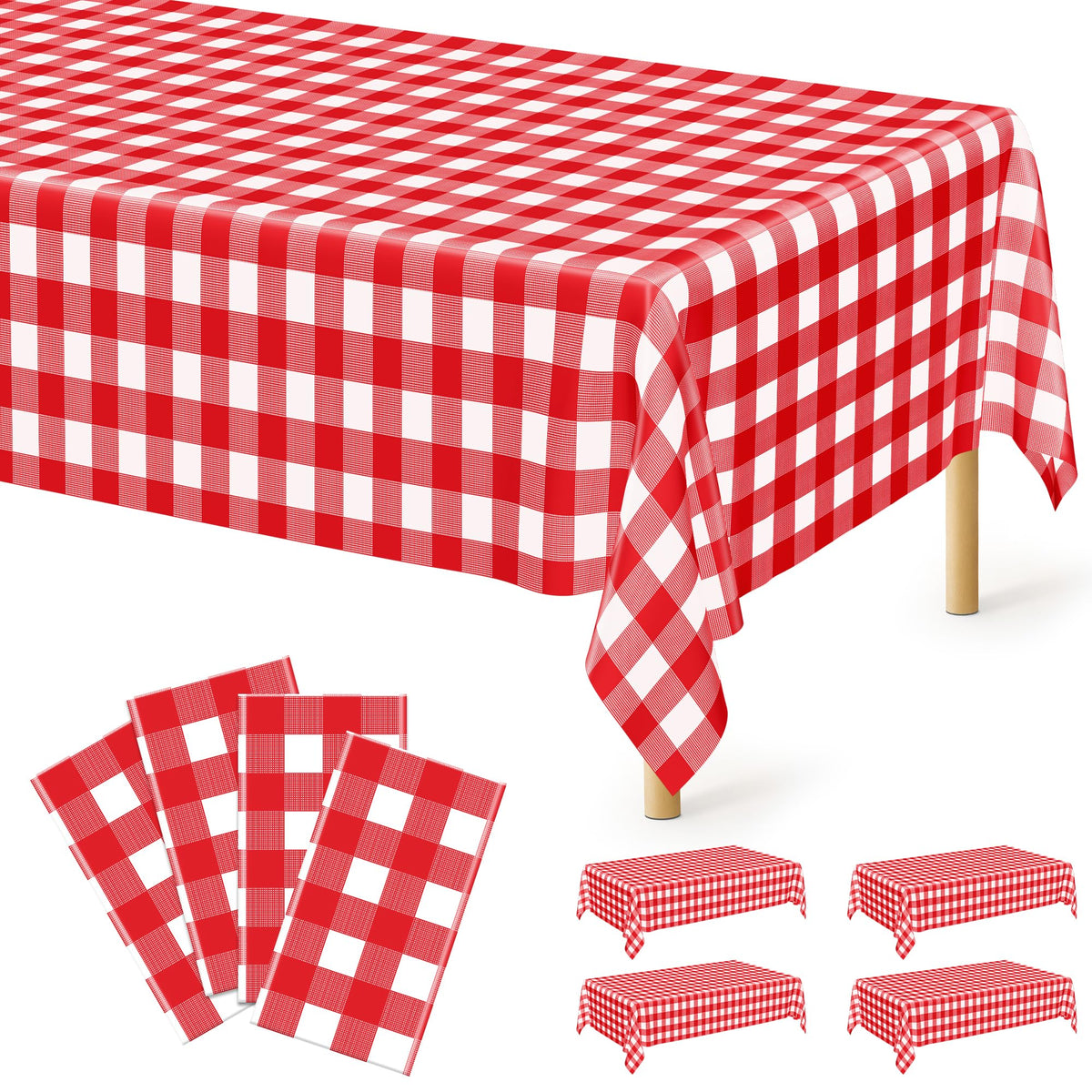 QZYL 4 Packs White Plastic Tablecloth, Large Sturdy Disposable Table Cloth