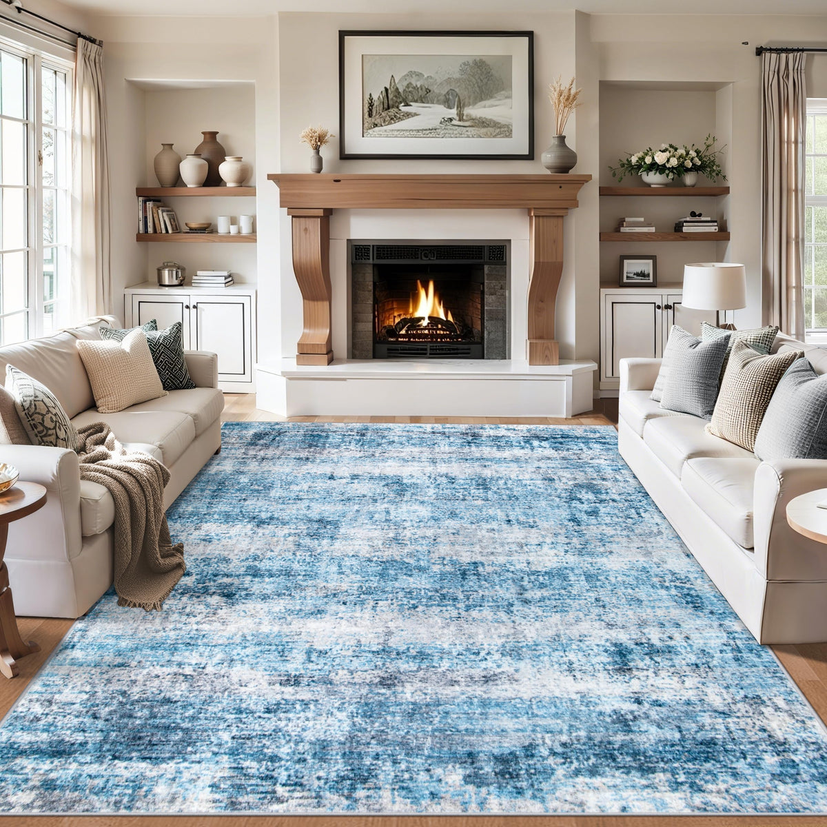 PLHXFR 8x10 Area Rug Living Room: Modern Abstract Washable Carpet Multi