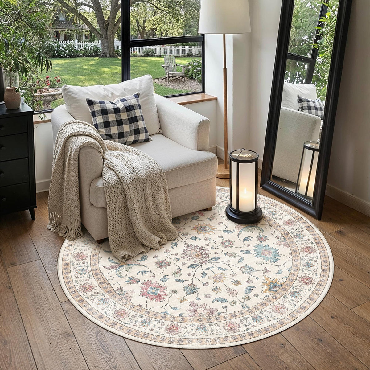 HUGEAR 3x5 Colorful Retro Floral Washable Area Rug for Entryway