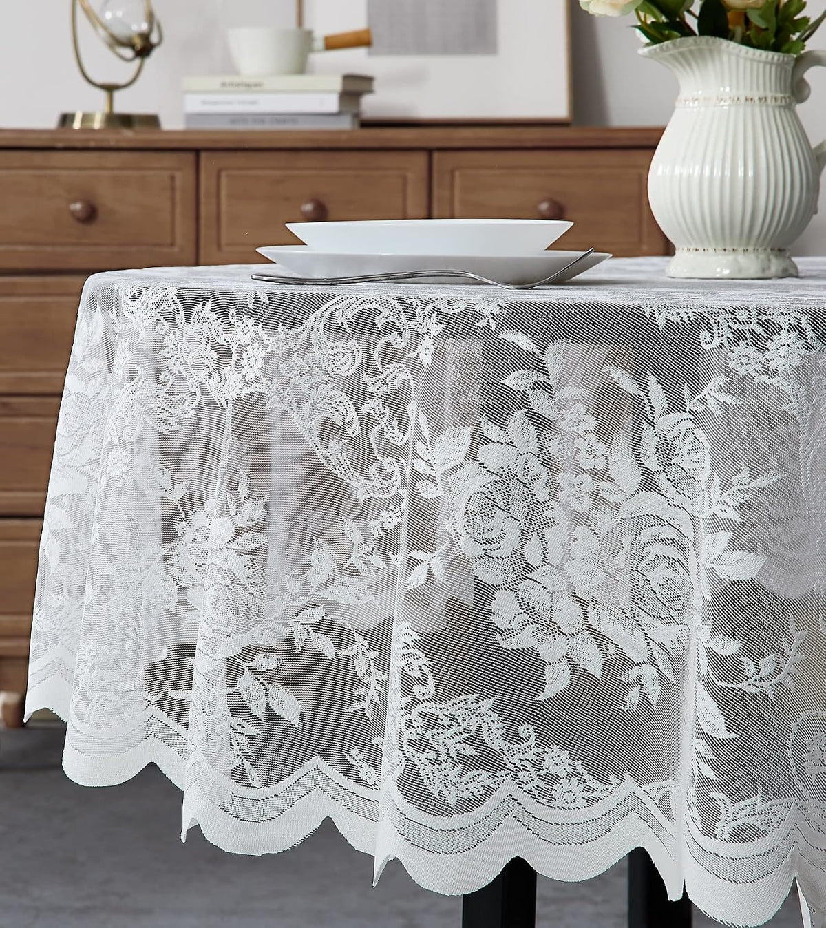 Warm Home Designs 60 x 84 Golden Oval Lace Tablecloth. LTC Linen Oval 84
