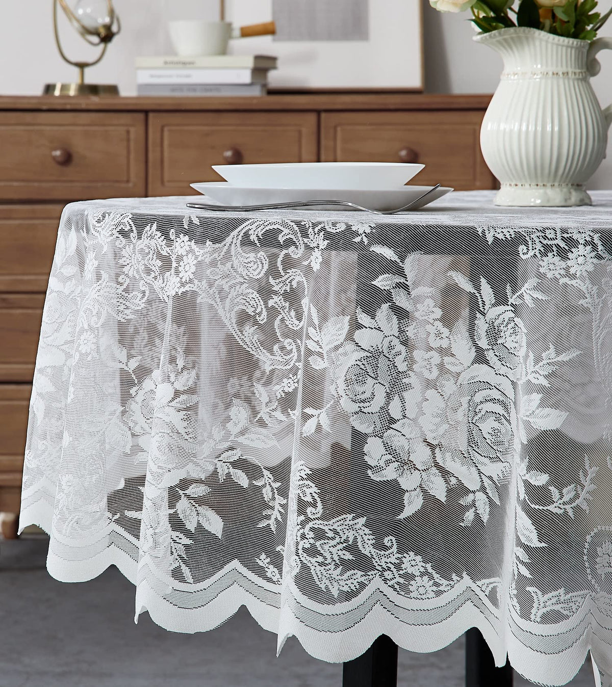 Warm Home Designs 60 x 84 Golden Oval Lace Tablecloth. LTC Linen Oval 84
