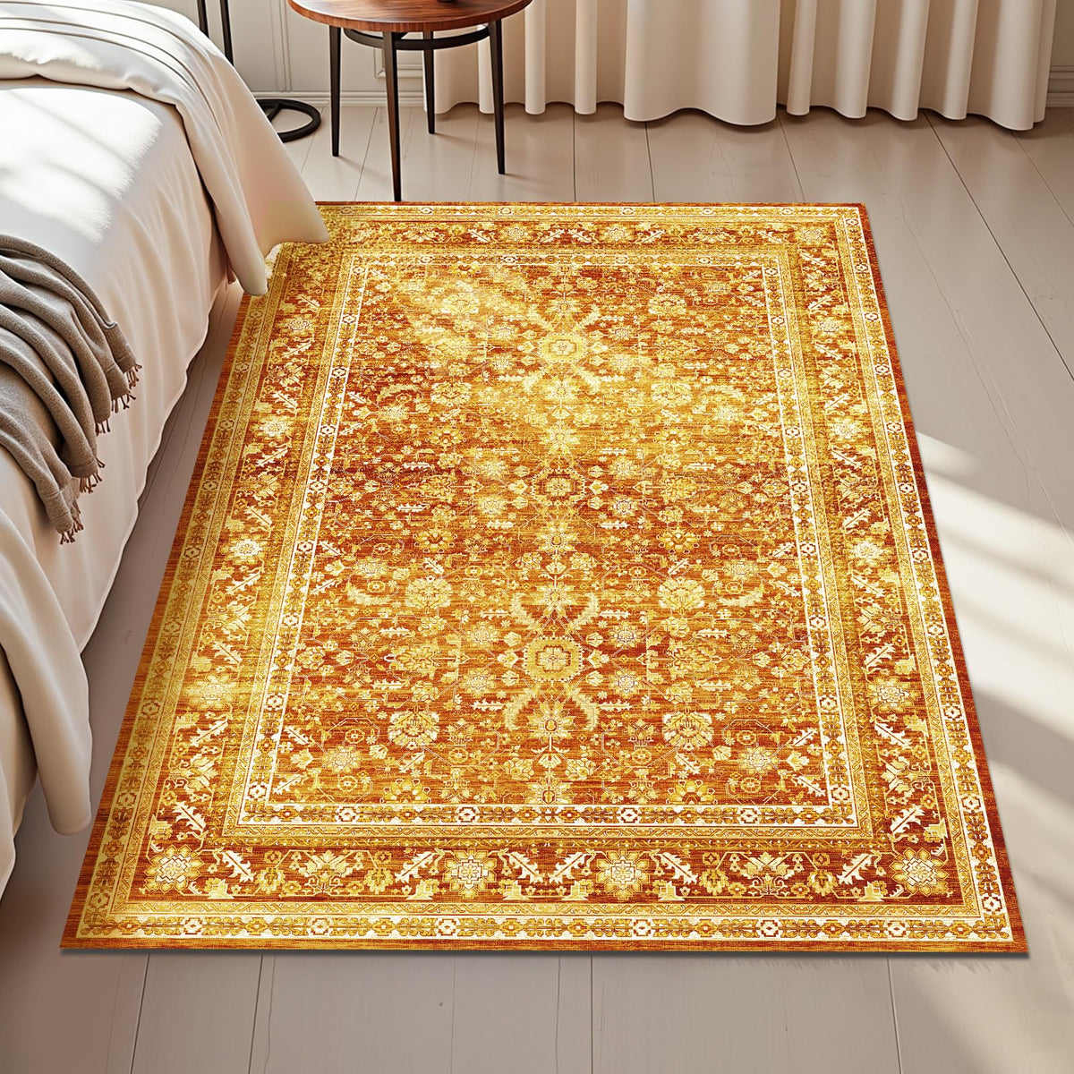 OPPODREAM Vintage Blue Area Rugs 5x7, Washable Rug for Living Room