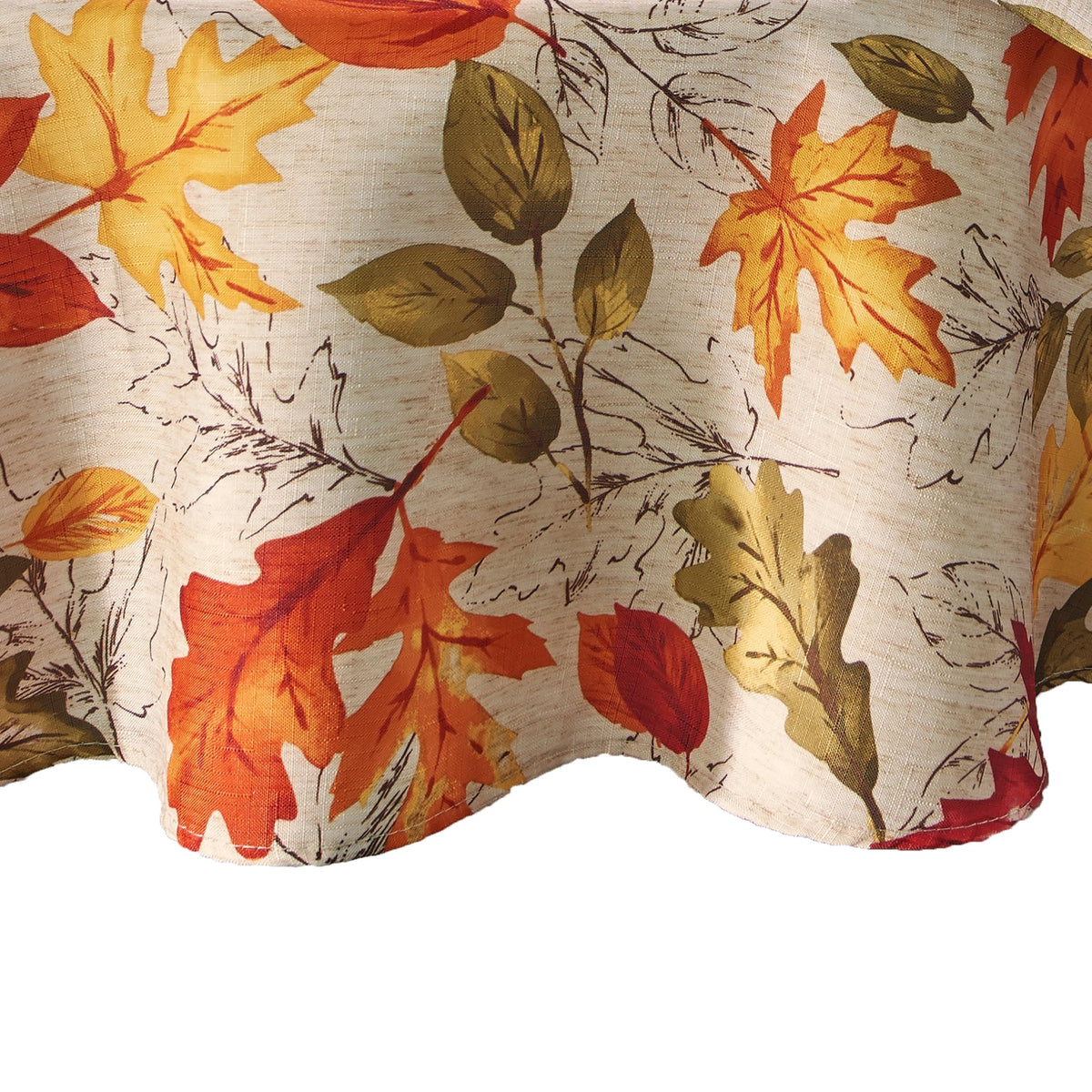 Threadmade Autumn Leaves Fall Printed Tablecloth, Multicolor - 60"W x 84"L