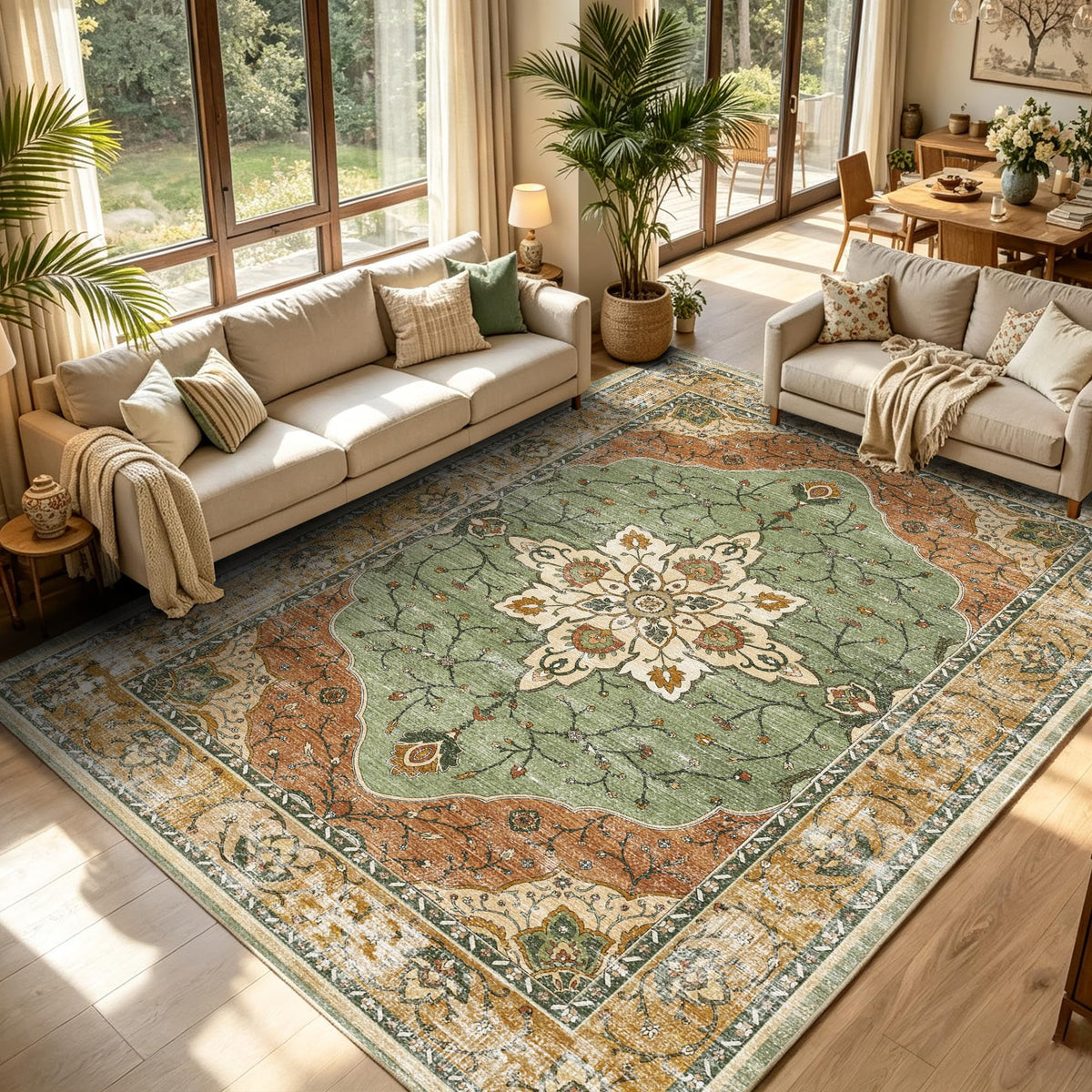 YARNSCAPE 2' x 3' Machine Washable Area Rug, Non-Slip Low-Pile Carpet
