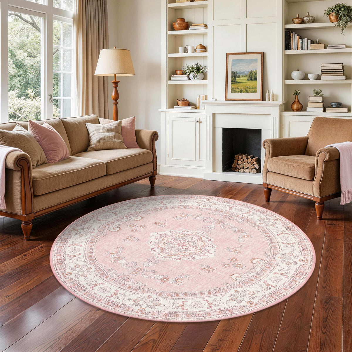 Soft Pink Rug for Girls Room: 5x8 Vintage Washable Carpet Bedroom Nursery