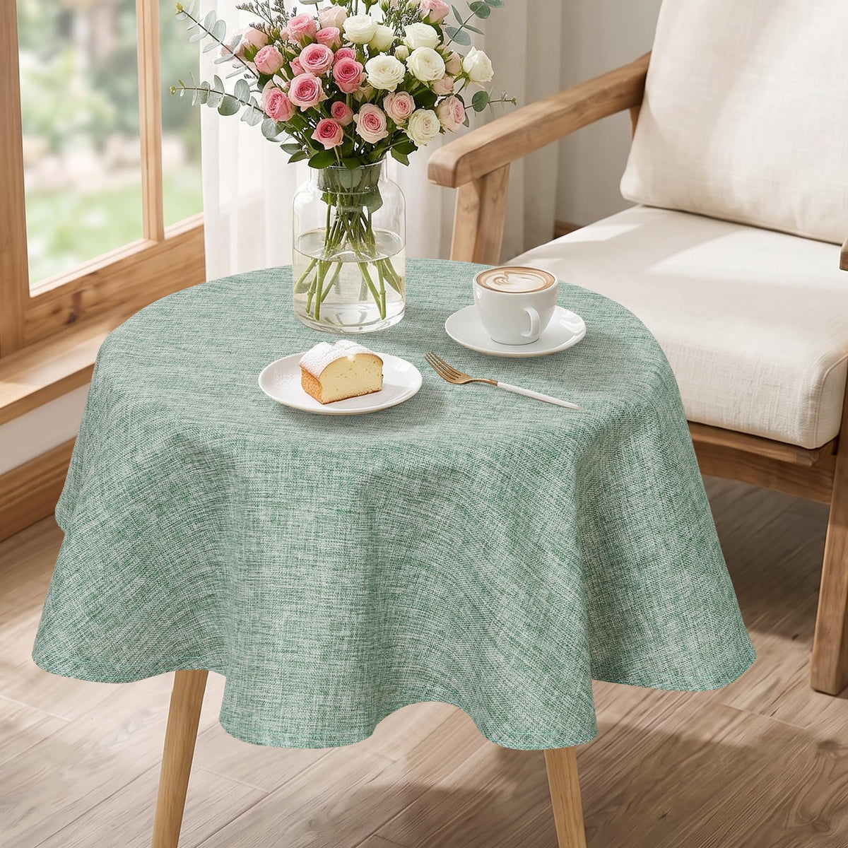 Hiasan Beige Faux Linen Rectangle Tablecloth 54 x 80 Inch for Dining Room