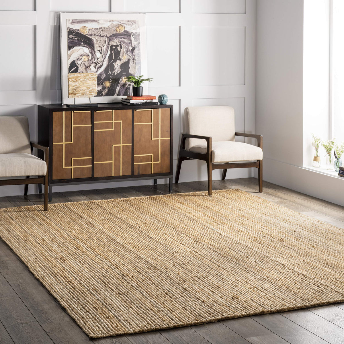 nuLOOM Rigo Natural Solid Flatweave Area Rug, 5' x 8'