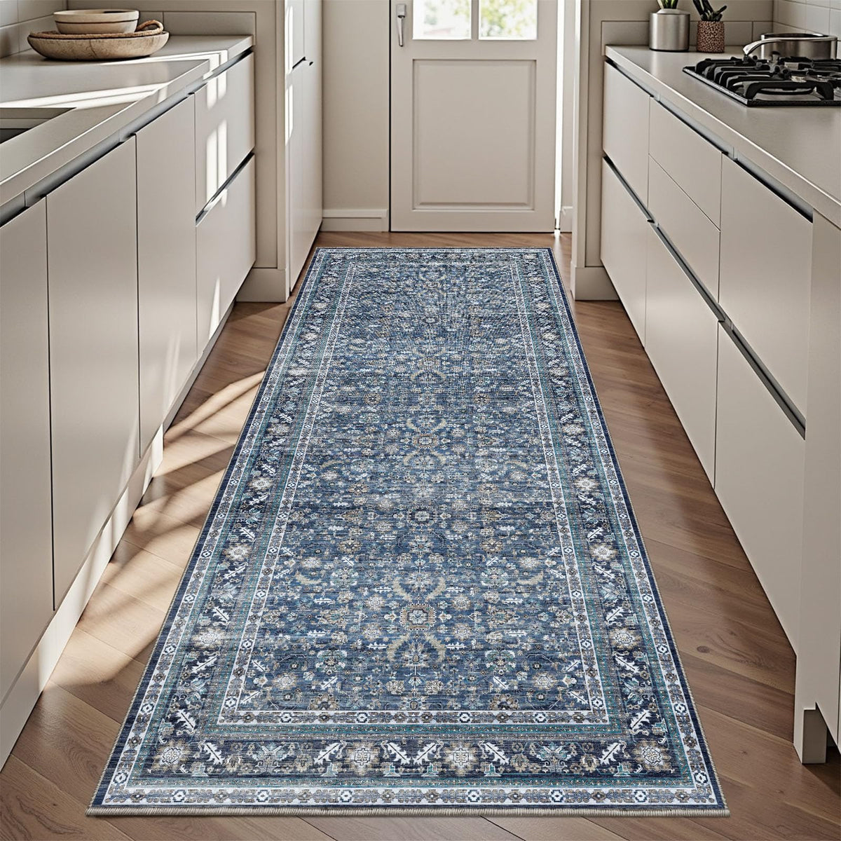 OPPODREAM Vintage Blue Area Rugs 5x7, Washable Rug for Living Room