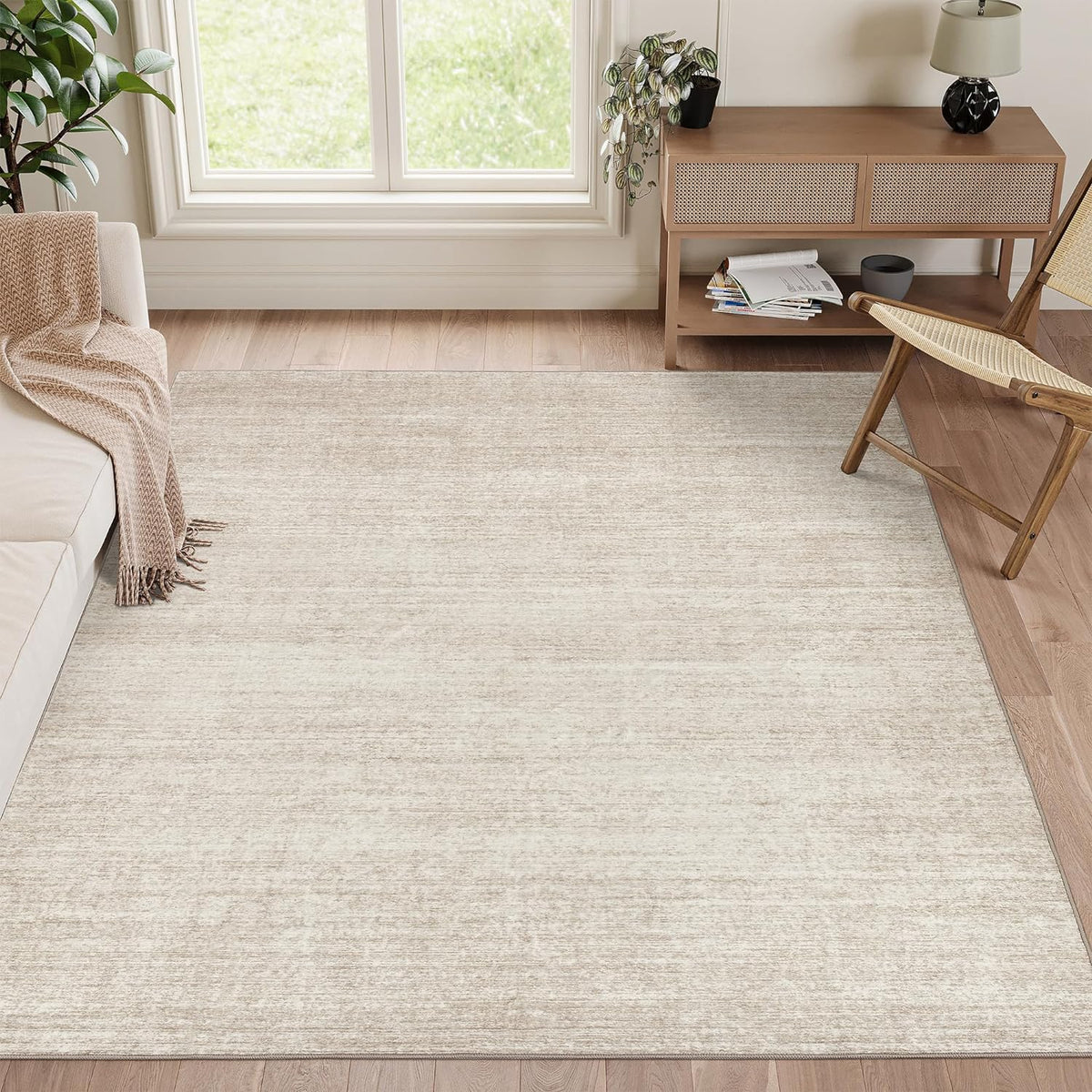 Valenrug Washable Rugs 5x7, Non Slip Large Area Rugs for Living Room, Beige