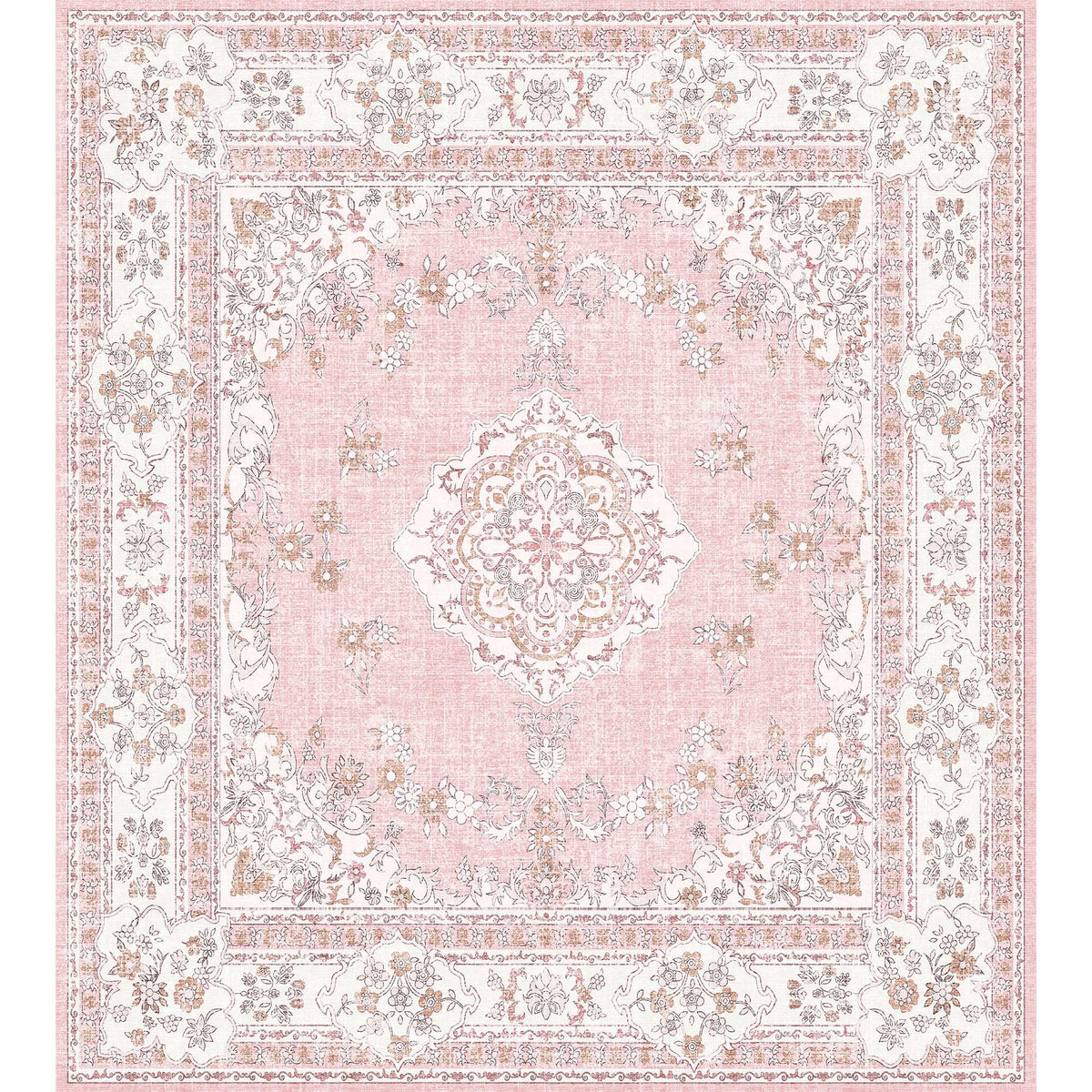 Soft Pink Rug for Girls Room: 5x8 Vintage Washable Carpet Bedroom Nursery