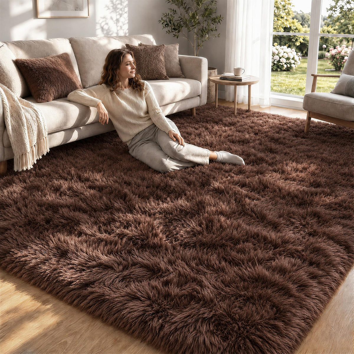 4x6 Area Rugs for Living Room: Soft Black Fluffy Rug Shag Washable Rug Plush Fuzzy Indoor Carpet for Bedroom Nursery Playroom Girls Boys Kids Room (Black, 4'x6')