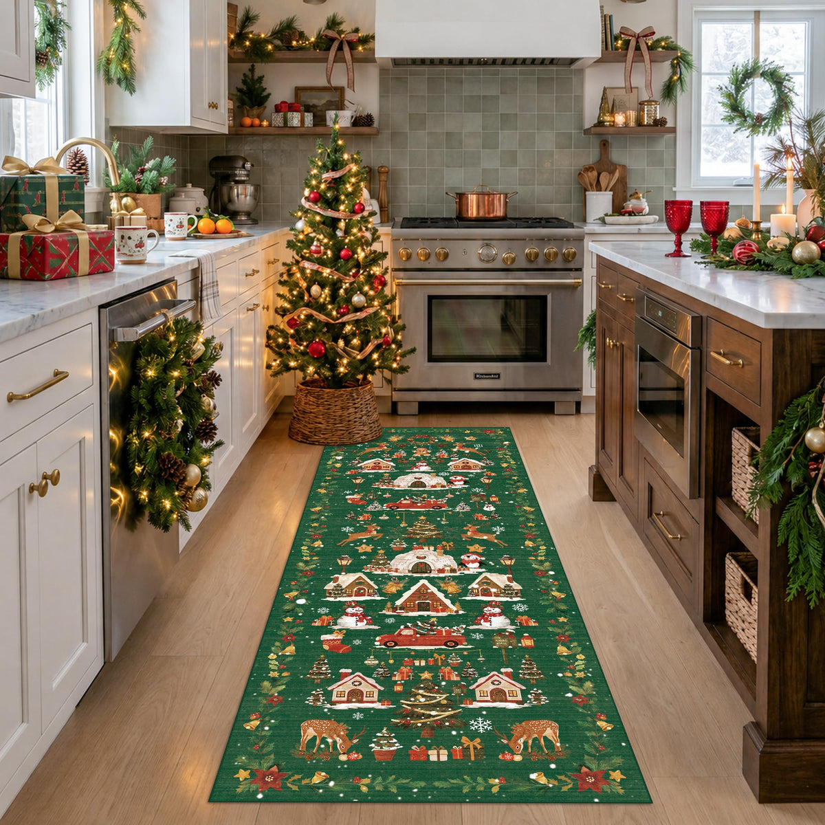 Hallway Washable Runner Rug - 2x10 Kitchen Rugs Entryway Rug Runner Vintage Soft Floor Mat Non Slip Indoor Farmhouse Carpet for Bathroom Living Room Bedroom (2 X 10, Beige)
