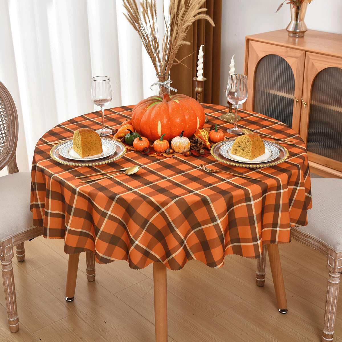 Waterproof Checkered Tablecloth Fabric - Rectangle 58x84 Inch Classic Gingham Buffalo Plaid Table Cloth for Indoor/Outdoor Use - Washable Table Cover for Kitchen, BBQs, and Parties