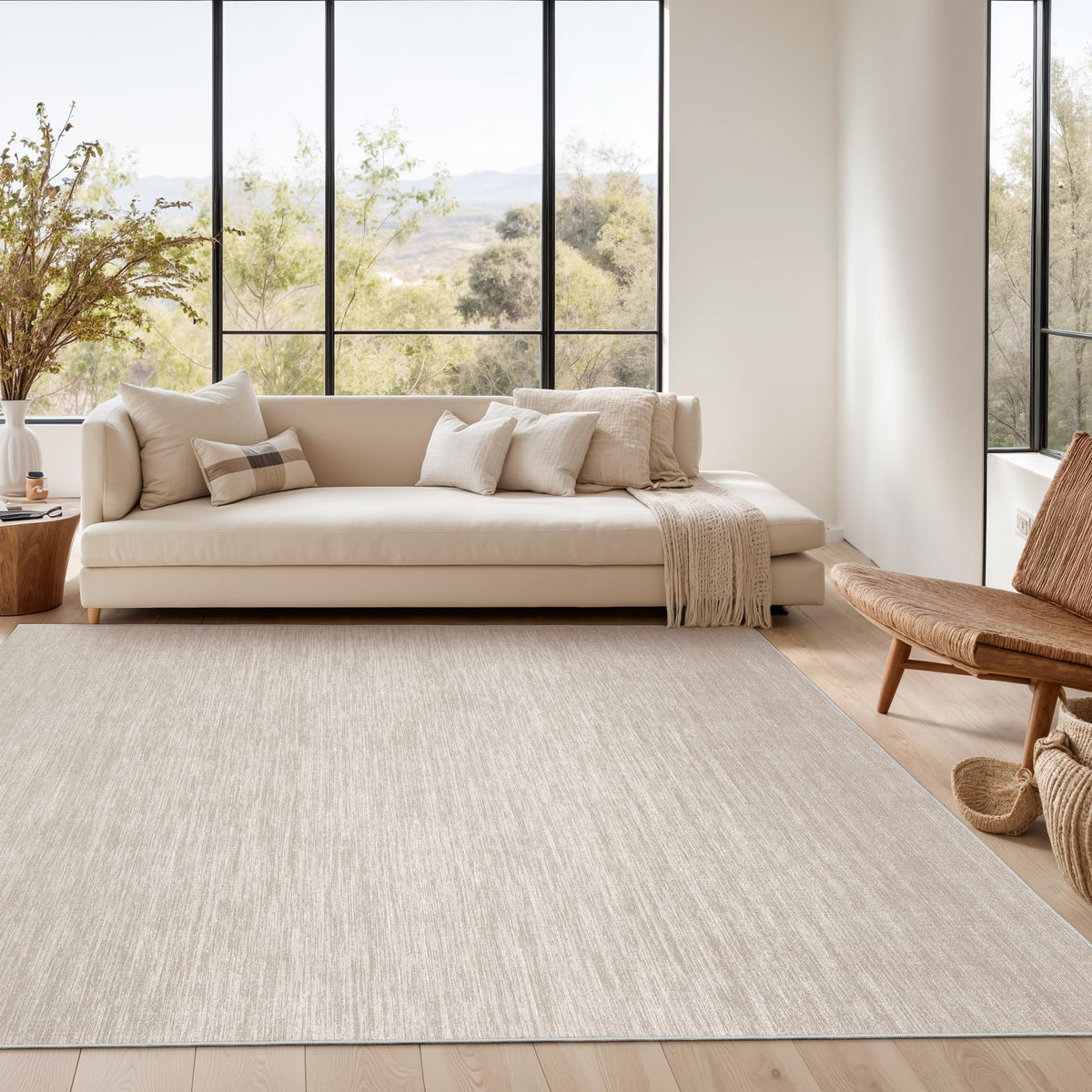 Valenrug Washable Rugs 5x7, Non Slip Large Area Rugs for Living Room, Beige