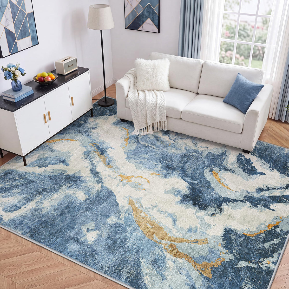 LIVELYGLOW 5x7 Washable Vintage Area Rug, Bedroom Dorm Rug