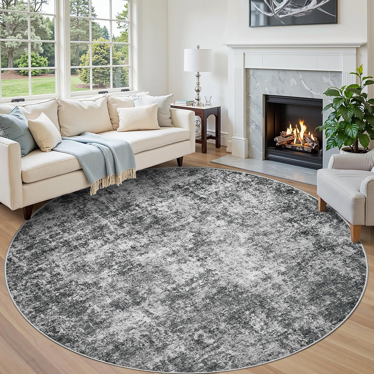 8x10 Area Rugs for Living Room Washable Bedroom Dining Room Blue Grey
