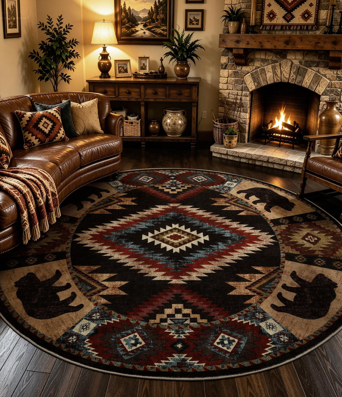 YIHOUSE Washable Rustic Cabin Area Rugs 5x7 Brown