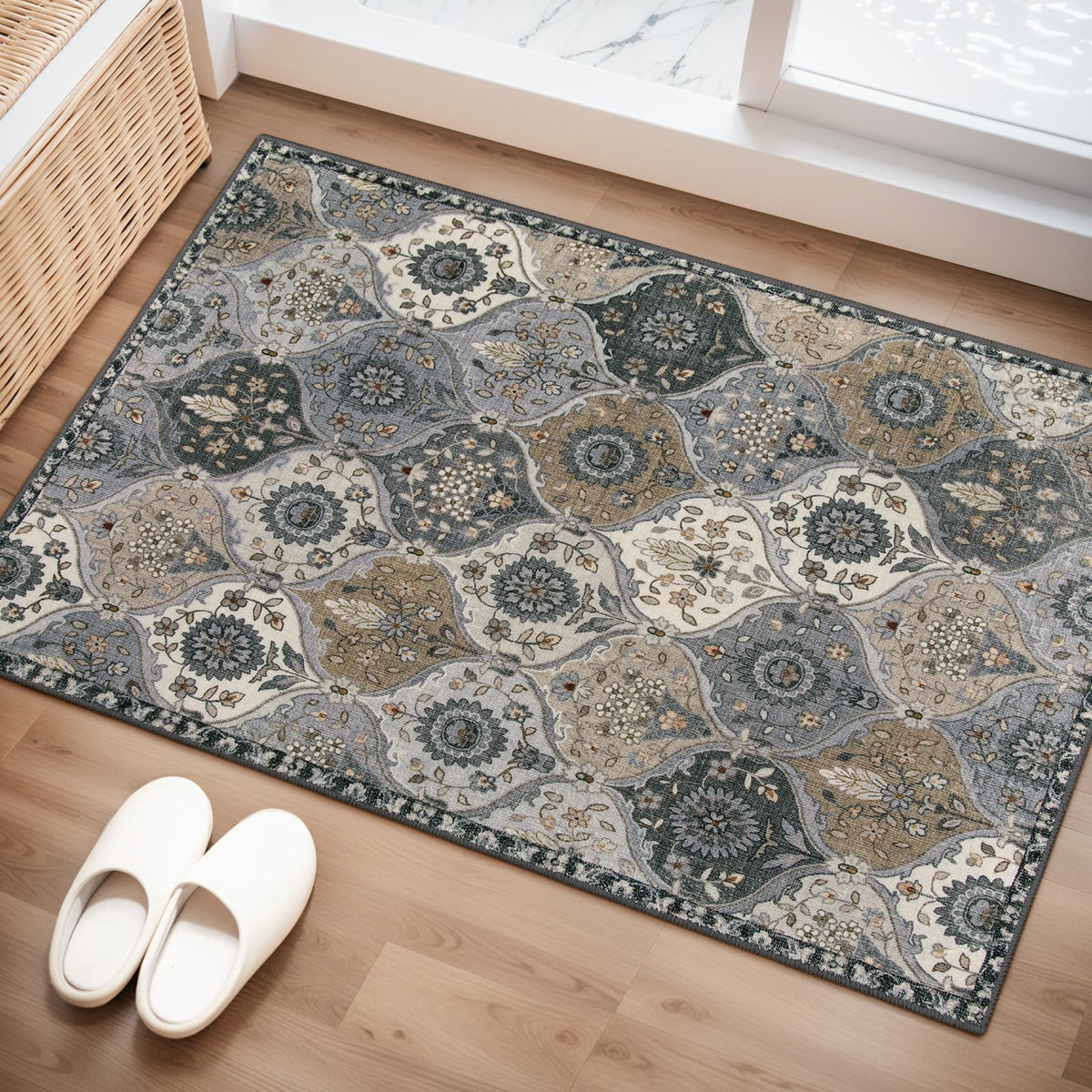 Lahome Moroccan Machine Washable Rugs for Living Room, 4x6 Rug for Bedroom