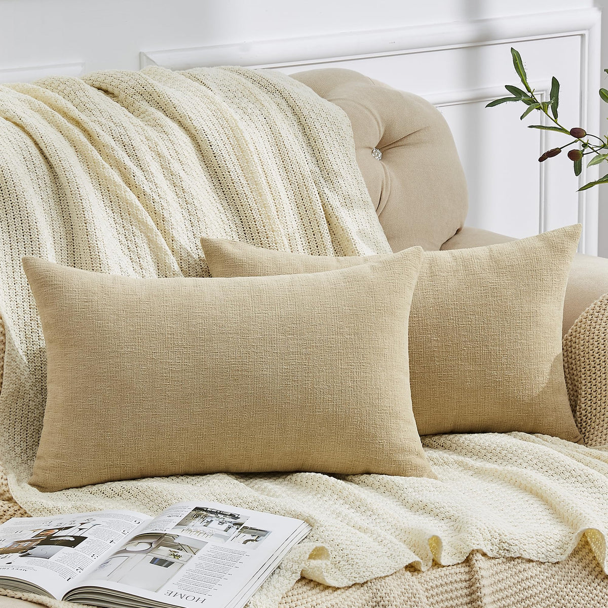GAWAMAY Decorative Throw Pillow Covers 16x16 Inch Set of 2, Super Soft Chenille Square Pillows Farmhouse Fall Pillowcase for Living Room Bedroom Sofa Couch Cushion Cover Navy Blue 40x40cm