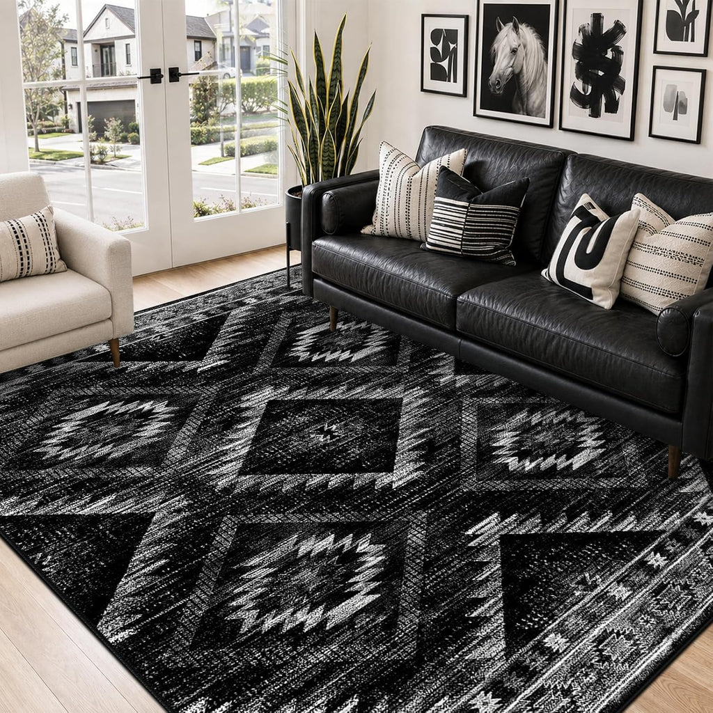 BESTSWEETIE 5'x7' Washable Area Rug for Living Room Bedroom Black
