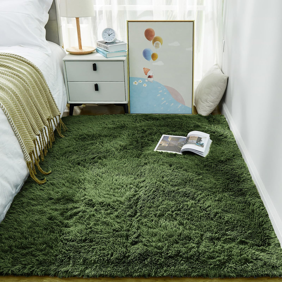 Ophanie Small Rug Upgrade Non Slip Throw Bedside Area Rugs, Fluffy Soft Grey Mini Bedroom Carpet, Affordable Door Entryway Indoor Inside Front Entrance Dog 2x3 Mat, Home Decor Aesthetic, Nursery