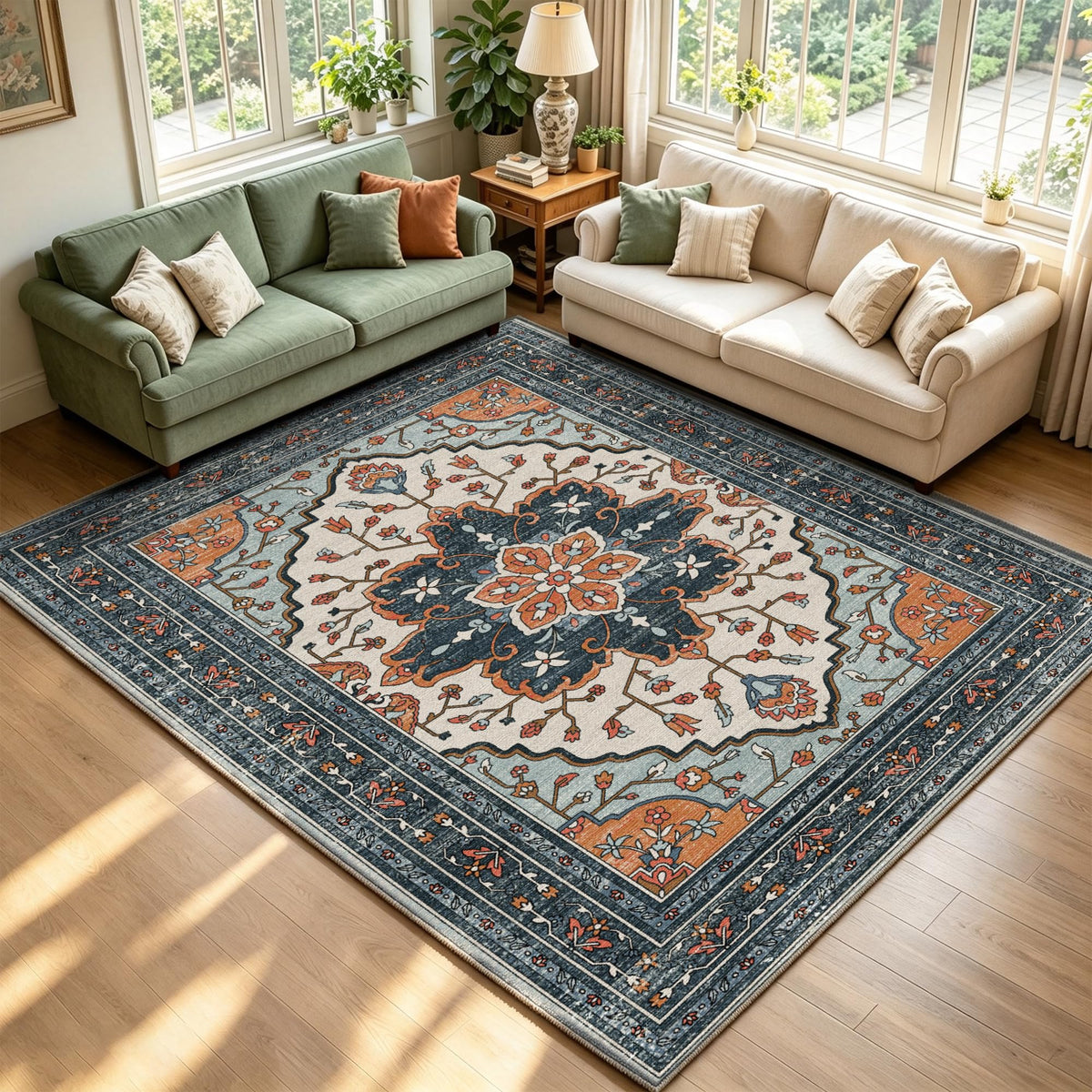 YARNSCAPE 2' x 3' Machine Washable Area Rug, Non-Slip Low-Pile Carpet