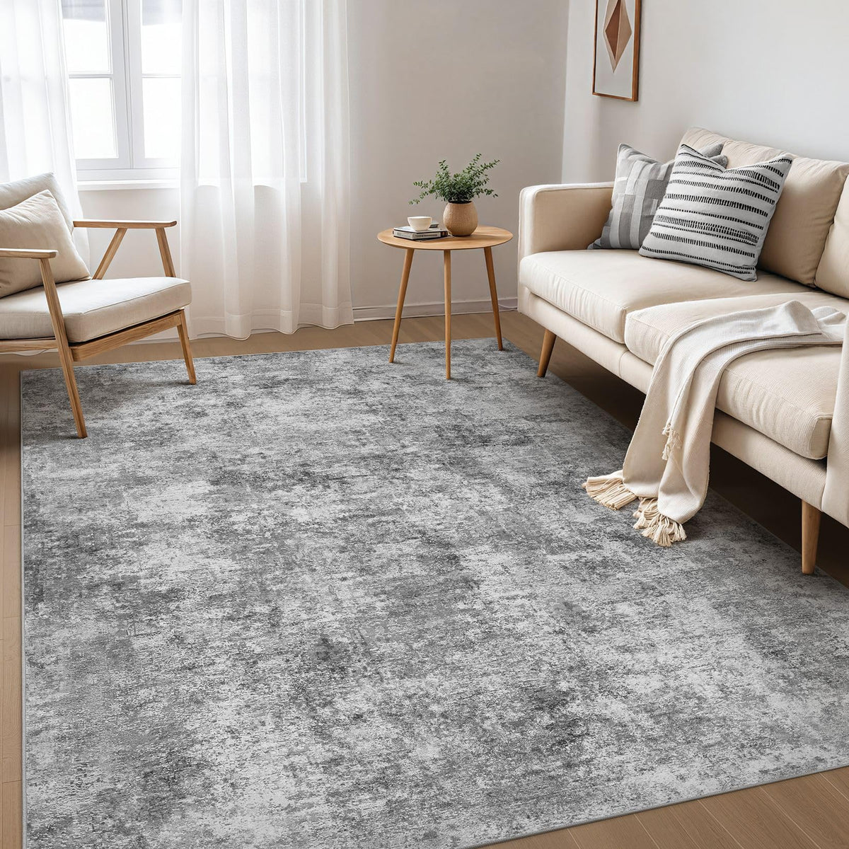 Nakagishi Boho 5x7 Area Rug Living Room Rugs Machine Washable Beige/Brown