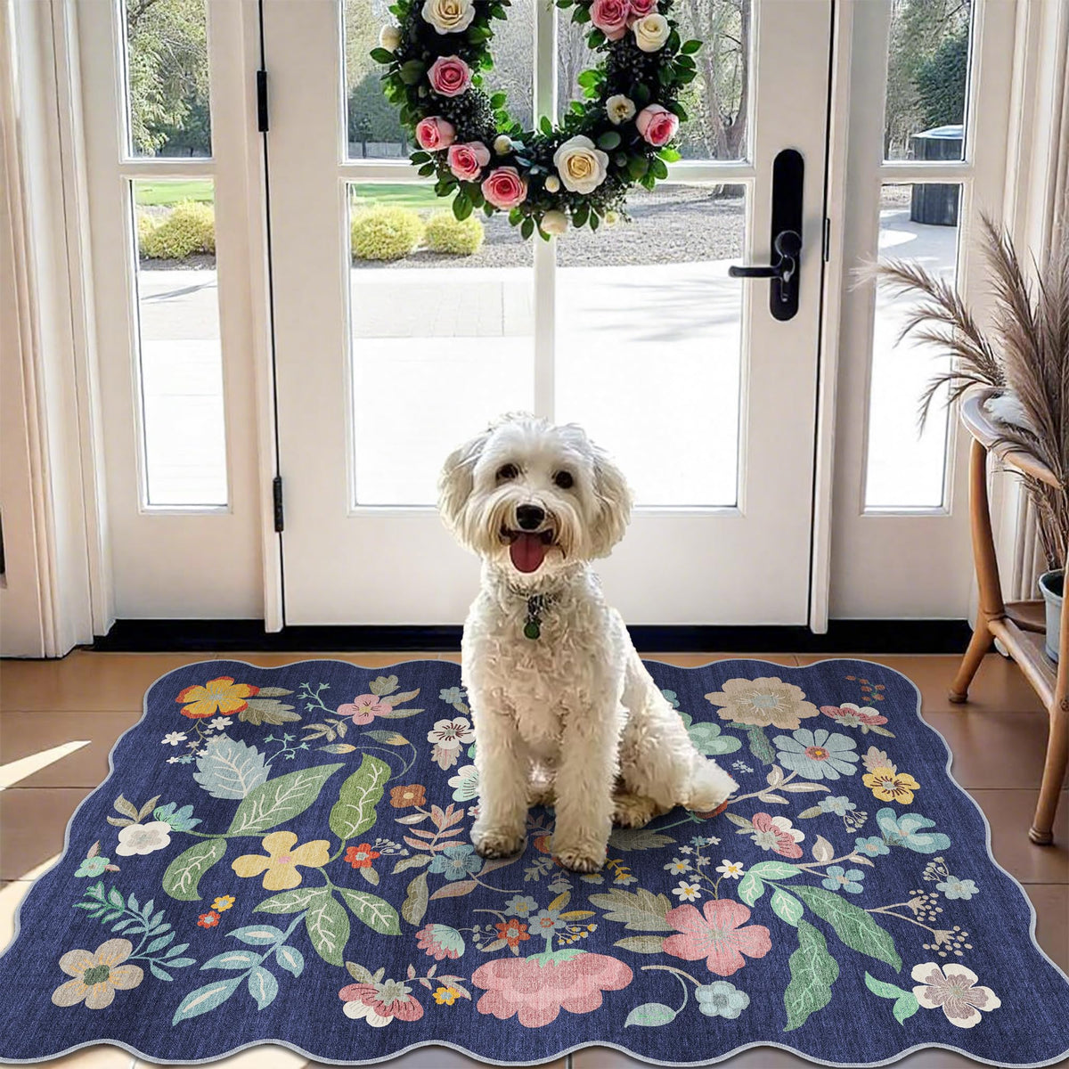 Hallway Washable Runner Rug - 2x10 Kitchen Rugs Entryway Rug Runner Vintage Soft Floor Mat Non Slip Indoor Farmhouse Carpet for Bathroom Living Room Bedroom (2 X 10, Beige)
