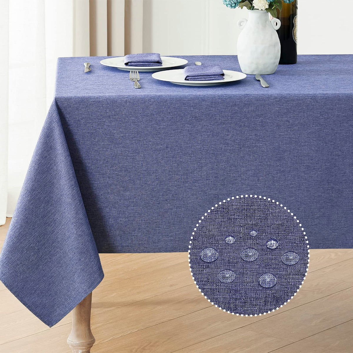 Veblandy Rectangle Tablecloth Waterproof Linen Textured Table Cloth Stain and Wrinkle Resistant Washable, Decorative Fabric Table Cover for Dining, Party and Camping (Sage Green, 52 * 70)