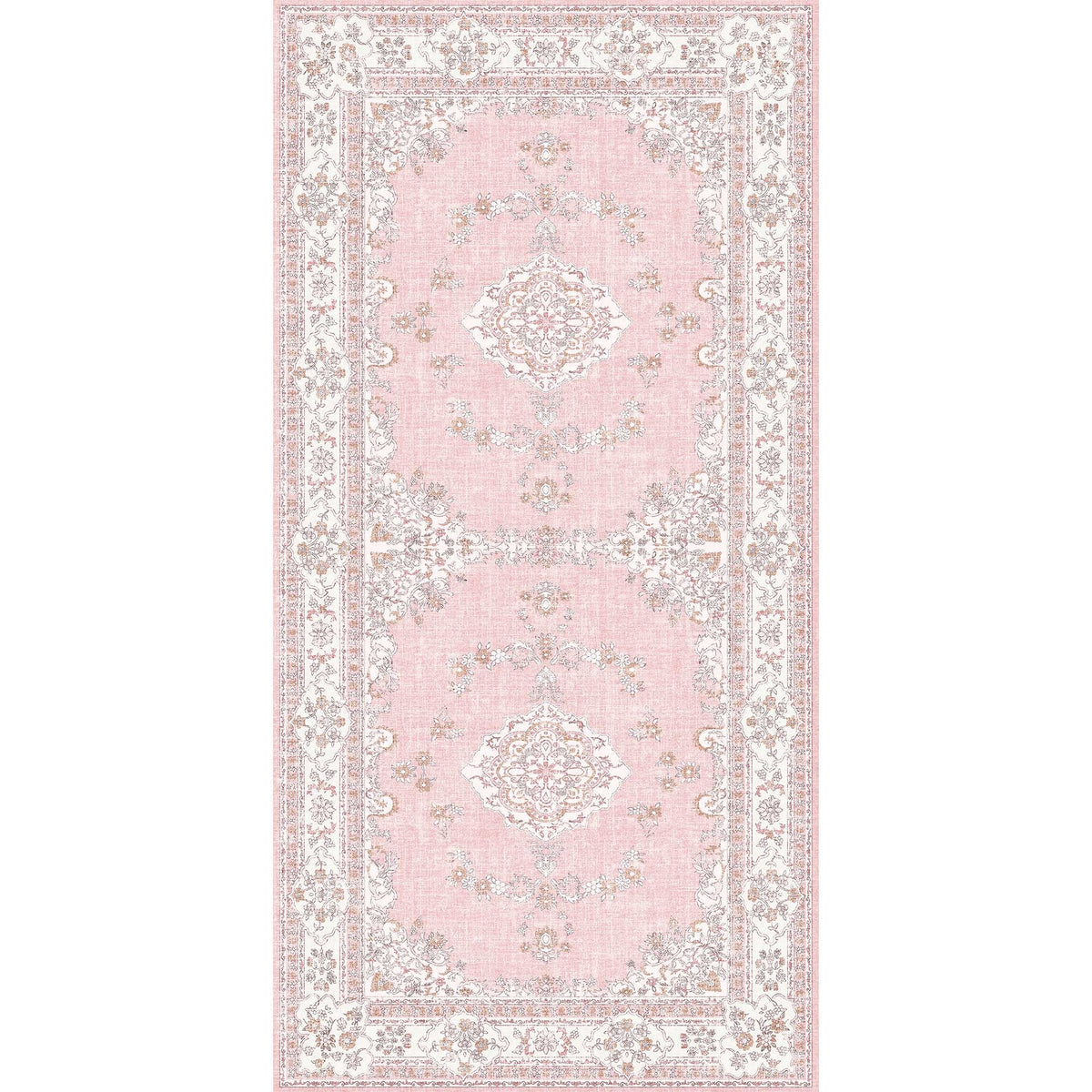 Soft Pink Rug for Girls Room: 5x8 Vintage Washable Carpet Bedroom Nursery