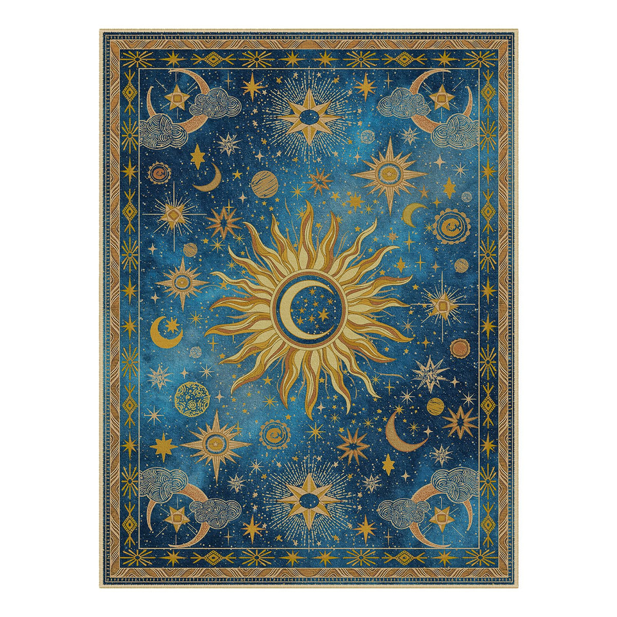 Vacuum-Friendly, 5x7 Washable Area Rug, Black Gold Beige Red