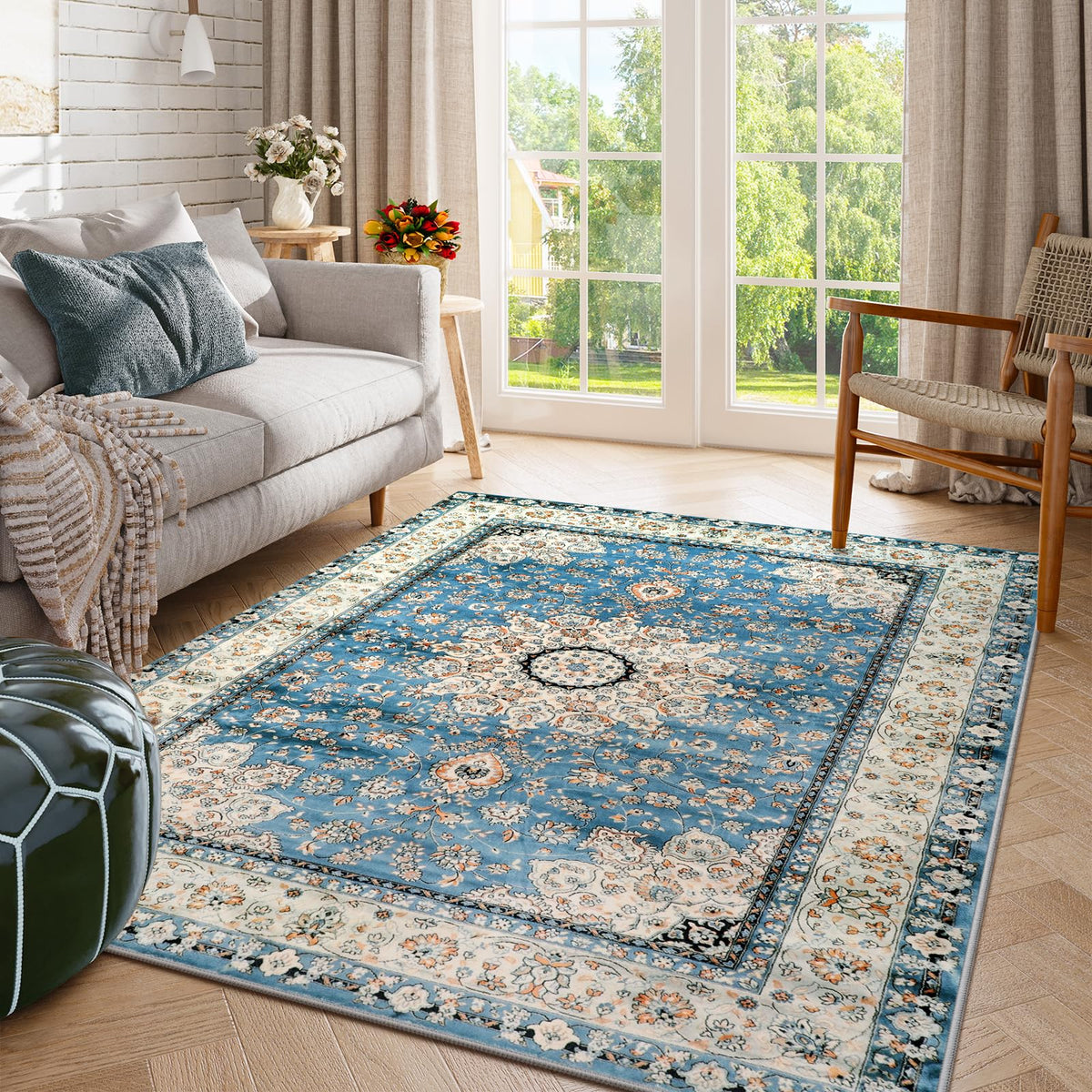 Lahome Felice Boho Tribal 2x3 Washable Small Rugs for Entryway Doormat Indoor Entrance, Throw Rugs with Rubber Backing, Bohemian Soft Non-Slip Bathroom Carpet for Bath Front Door Kitchen Floor