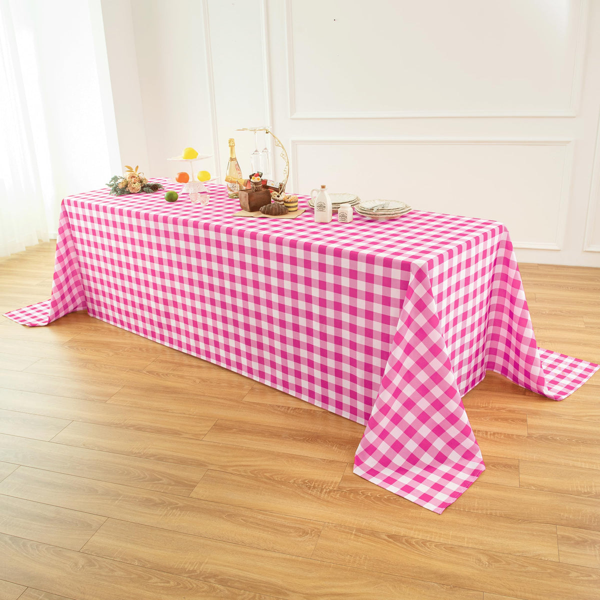 Waterproof Checkered Tablecloth Fabric - Rectangle 58x84 Inch Classic Gingham Buffalo Plaid Table Cloth for Indoor/Outdoor Use - Washable Table Cover for Kitchen, BBQs, and Parties