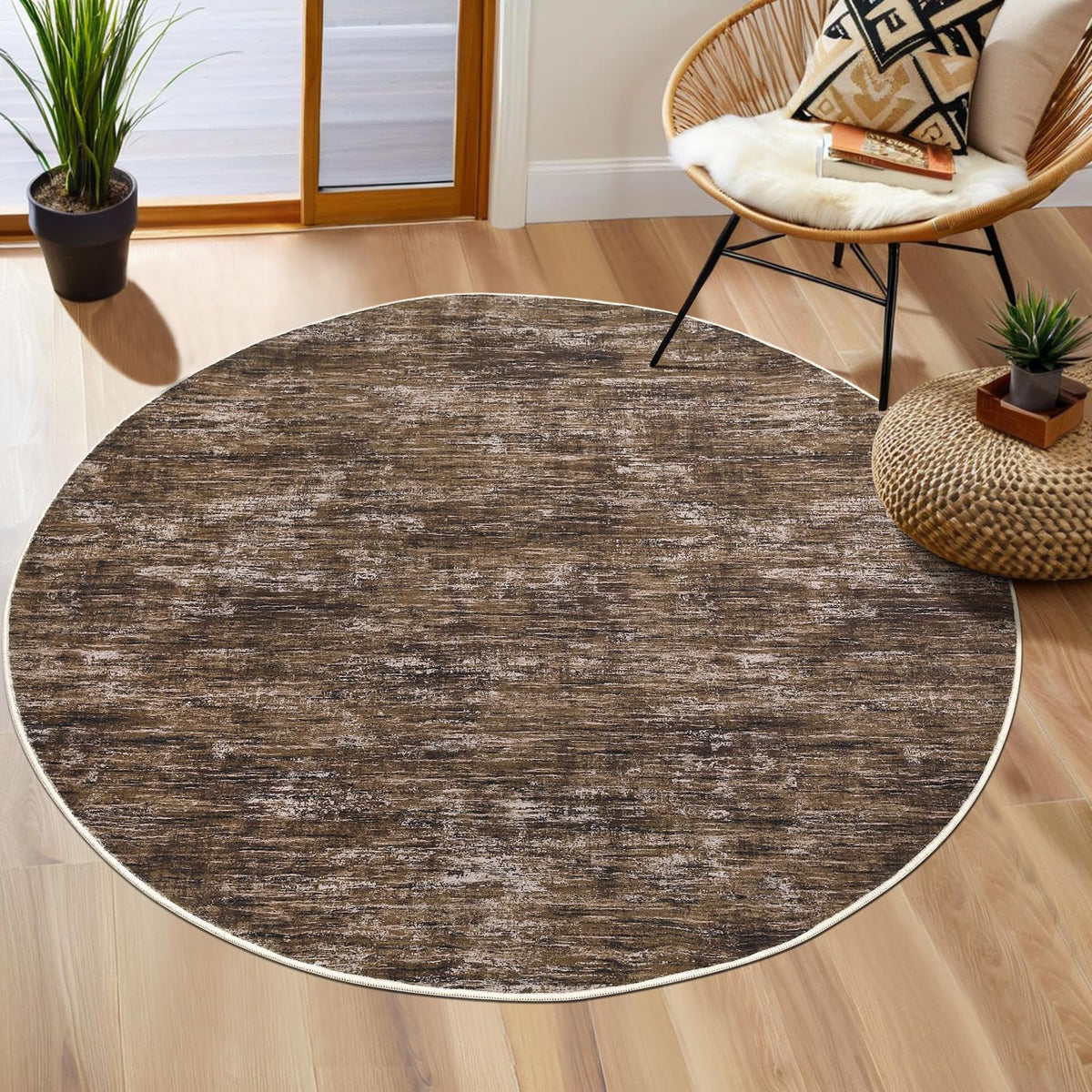 RUGSREAL Bedroom Area Rug 4x6 Modern Abstract Area Rug Stain Resistant Small Living Room Rug Contemporary Dining Room Rug Non-Slip Solid Rug Aesthetic Accent Floor Carpet for Kitchen Office, Dark Grey
