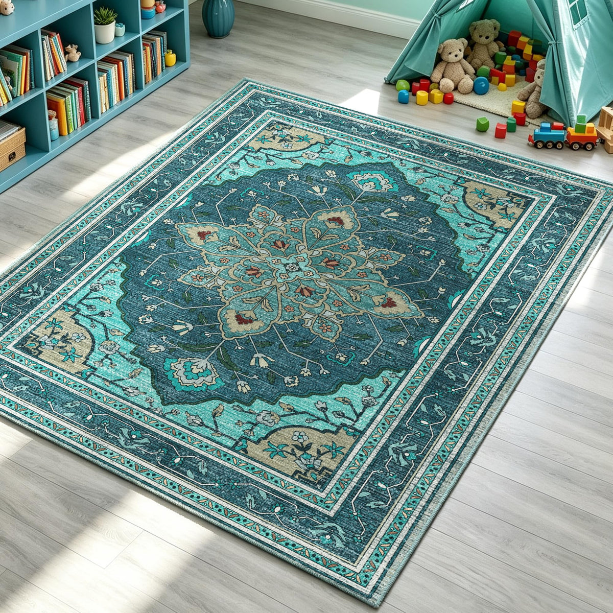 YARNSCAPE 2' x 3' Machine Washable Area Rug, Non-Slip Low-Pile Carpet