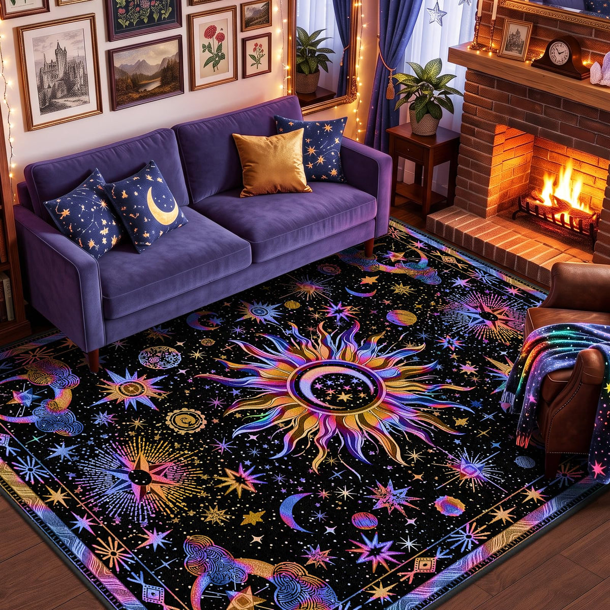 Vacuum-Friendly, 5x7 Washable Area Rug, Black Gold Beige Red
