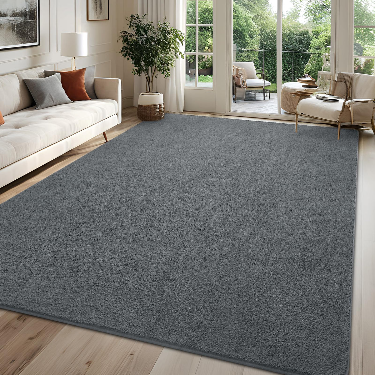 5x7 Black Area Rug Modern Aesthetic Minimalist