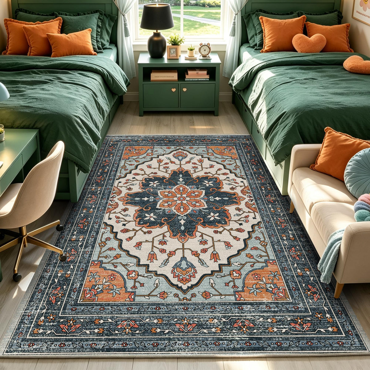 YARNSCAPE 2' x 3' Machine Washable Area Rug, Non-Slip Low-Pile Carpet