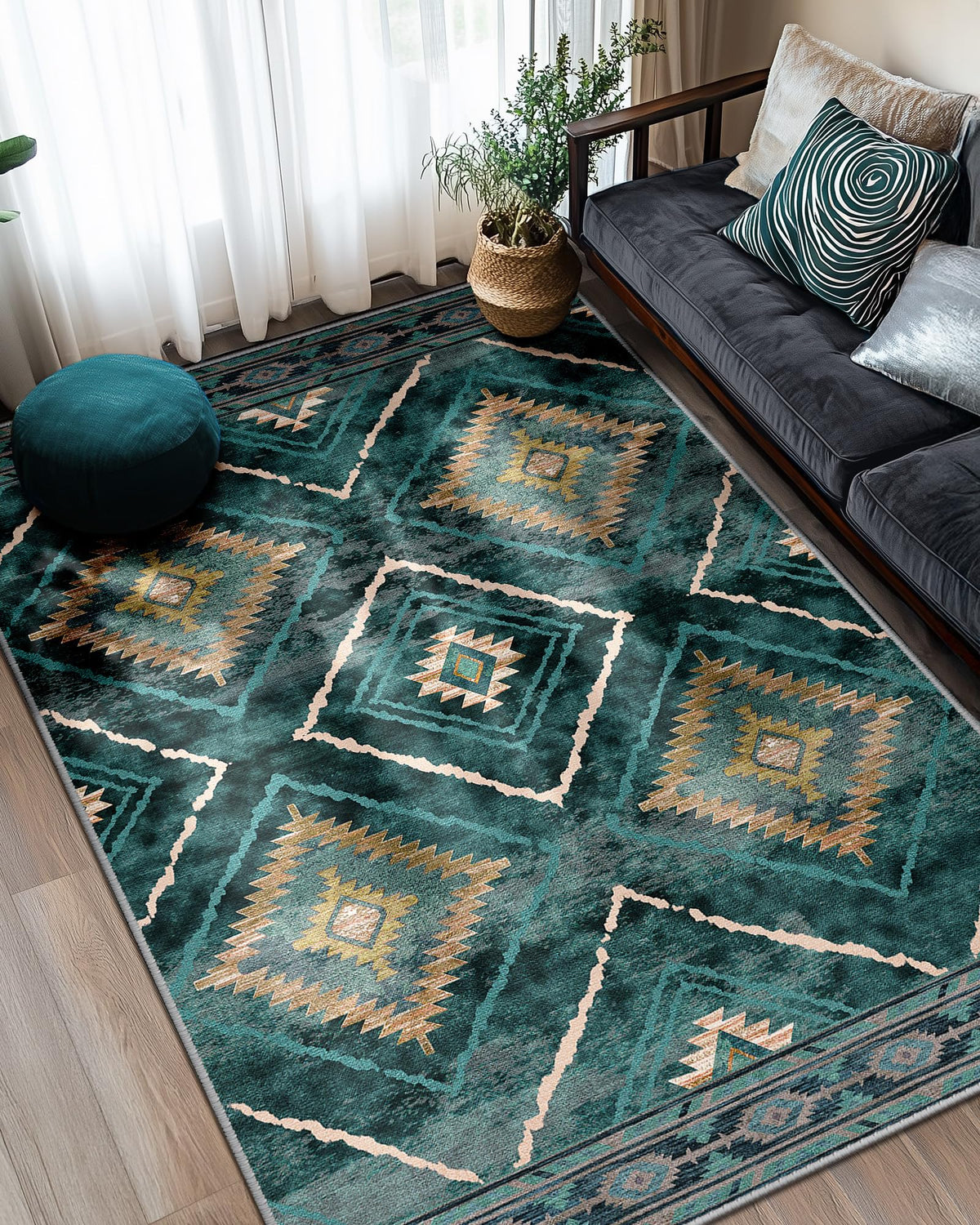 BESTSWEETIE 5'x7' Washable Area Rug for Living Room Bedroom Black