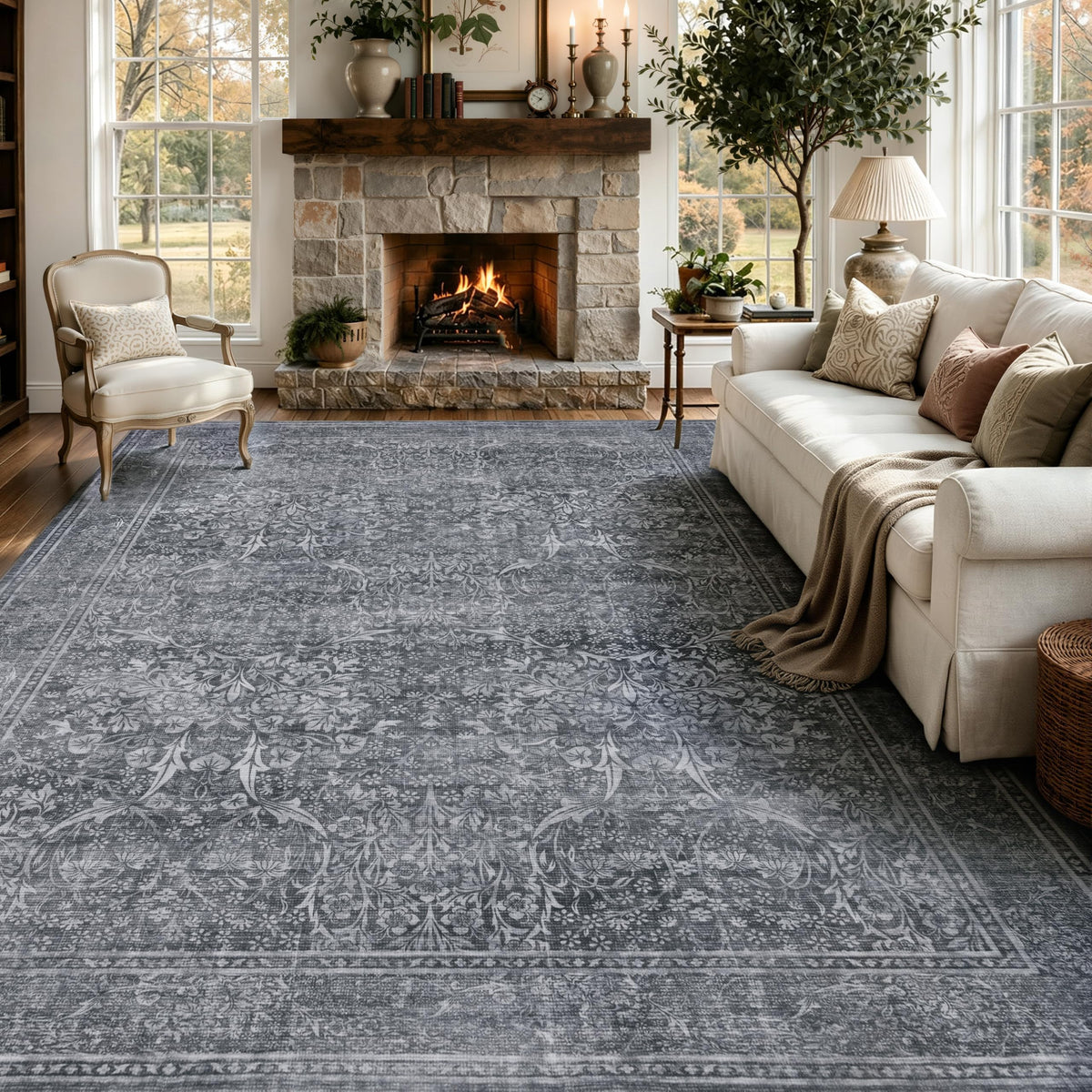 JOLLYVOGUE 5x7 Area Rugs for Living Room, Washable Rug, Beige