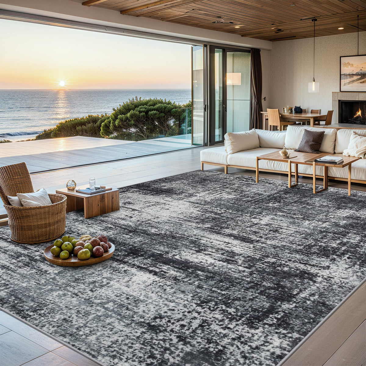 PLHXFR 8x10 Area Rug Living Room: Modern Abstract Washable Carpet Multi