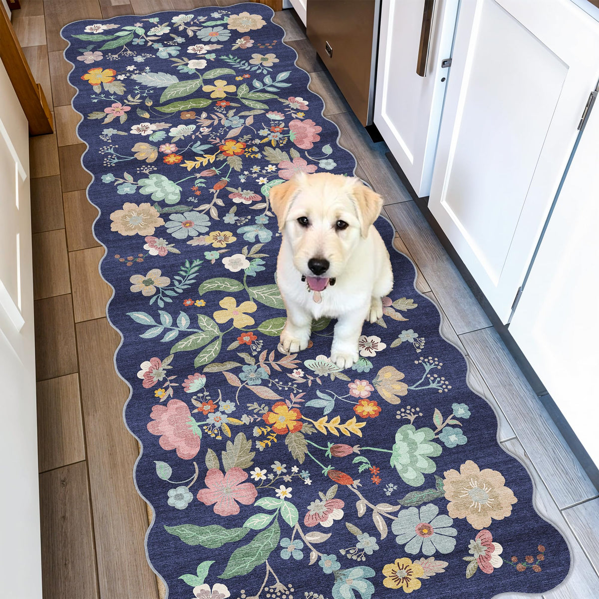 Hallway Washable Runner Rug - 2x10 Kitchen Rugs Entryway Rug Runner Vintage Soft Floor Mat Non Slip Indoor Farmhouse Carpet for Bathroom Living Room Bedroom (2 X 10, Beige)