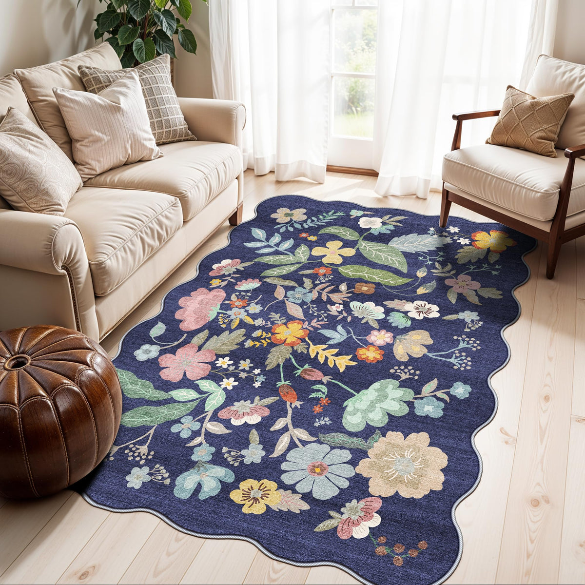 Hallway Washable Runner Rug - 2x10 Kitchen Rugs Entryway Rug Runner Vintage Soft Floor Mat Non Slip Indoor Farmhouse Carpet for Bathroom Living Room Bedroom (2 X 10, Beige)
