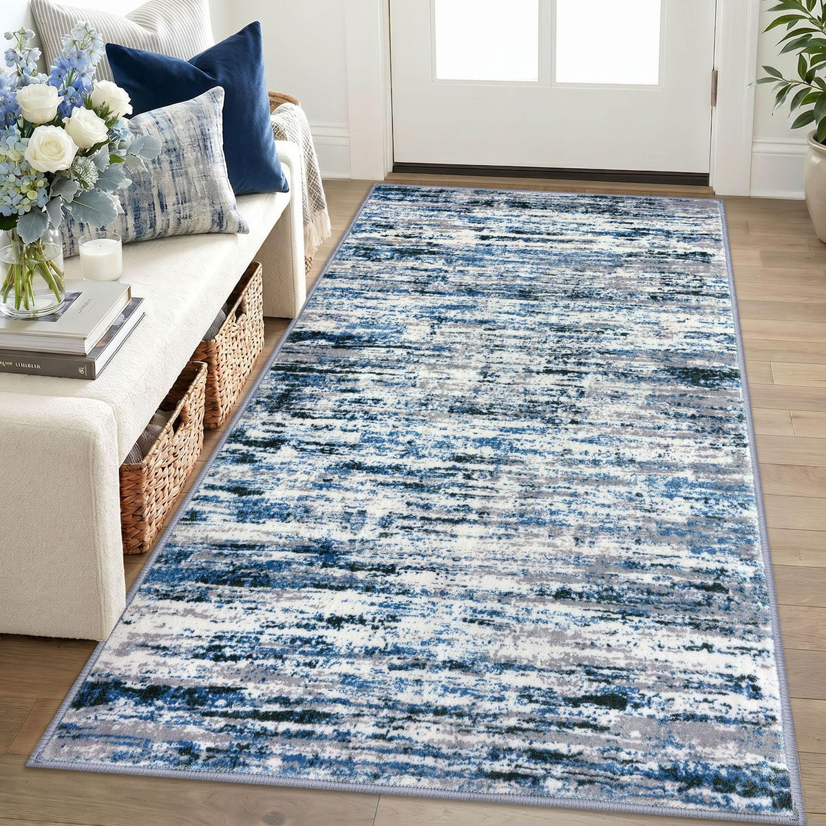 Lansny Abstract 2x3 Area Rug Small Washable Entryway Rug Non Slip Door Mat