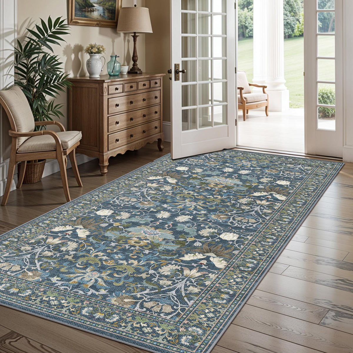 Hallway Washable Runner Rug - 2x10 Kitchen Rugs Entryway Rug Runner Vintage Soft Floor Mat Non Slip Indoor Farmhouse Carpet for Bathroom Living Room Bedroom (2 X 10, Beige)