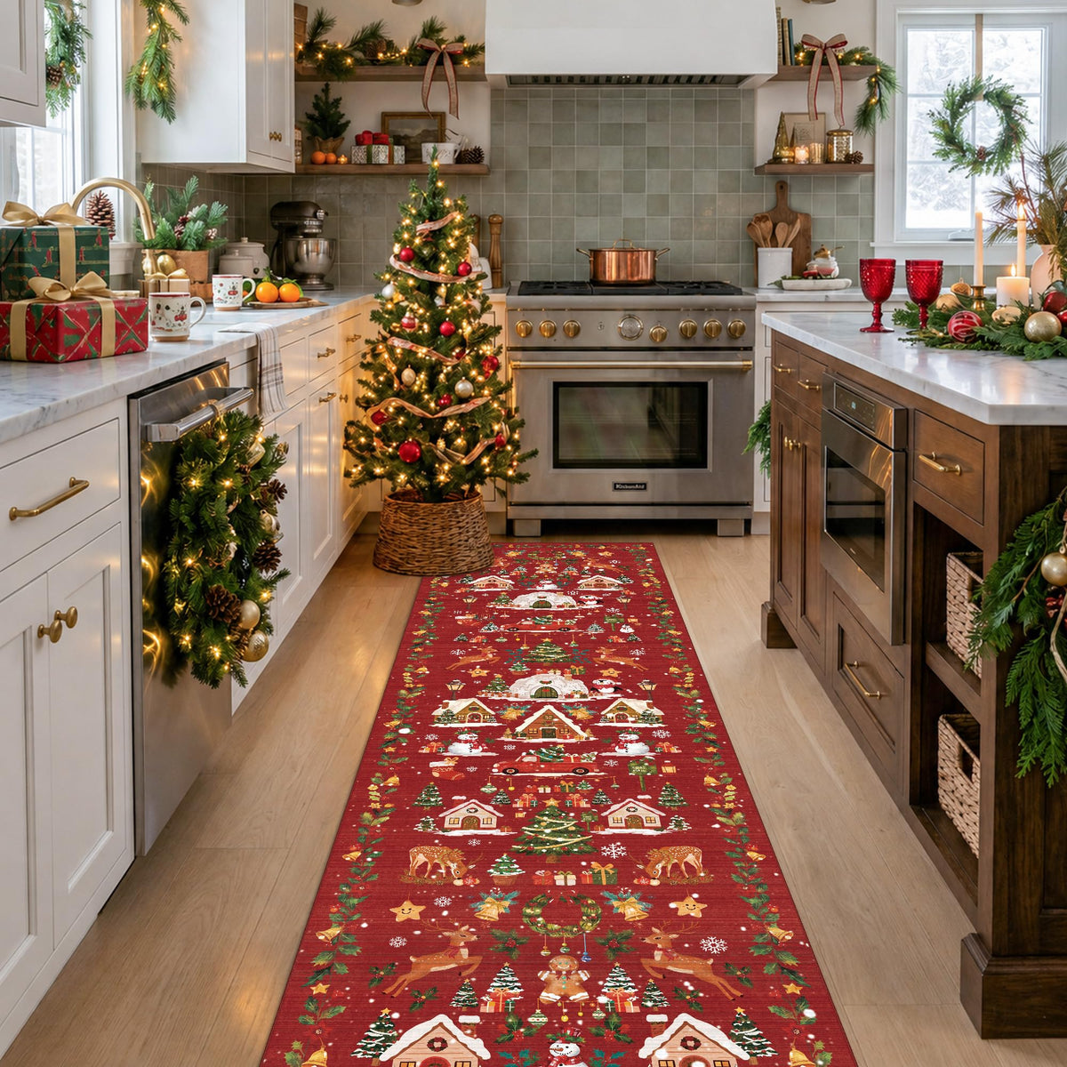 Hallway Washable Runner Rug - 2x10 Kitchen Rugs Entryway Rug Runner Vintage Soft Floor Mat Non Slip Indoor Farmhouse Carpet for Bathroom Living Room Bedroom (2 X 10, Beige)