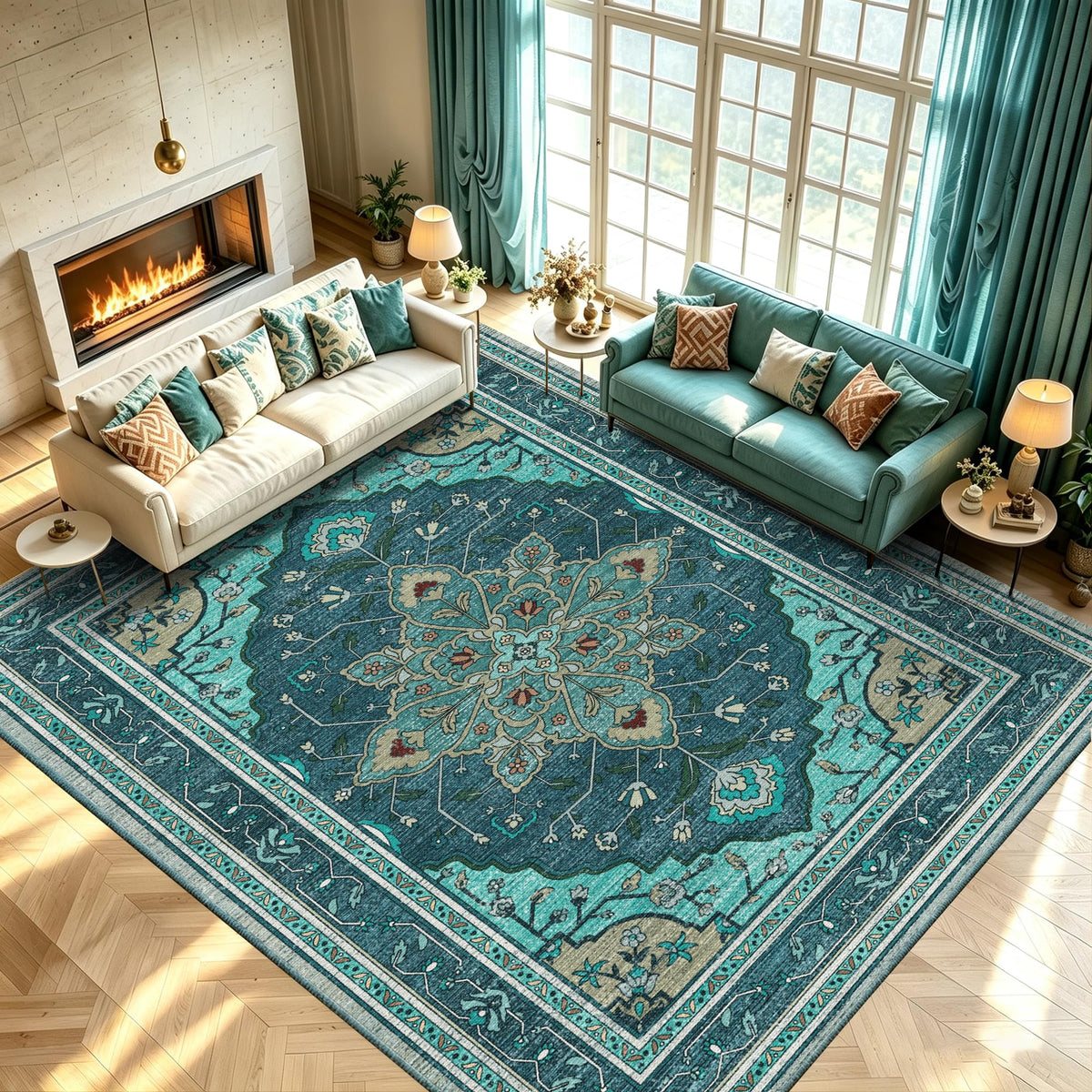 YARNSCAPE 2' x 3' Machine Washable Area Rug, Non-Slip Low-Pile Carpet