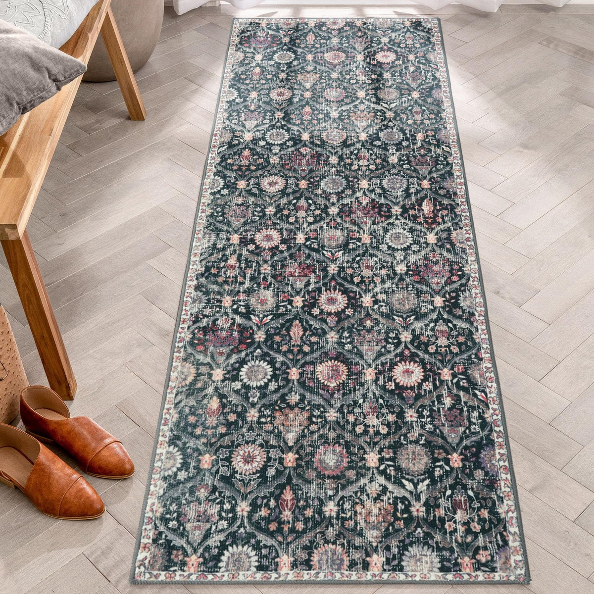 Lahome Moroccan Machine Washable Rugs for Living Room, 4x6 Rug for Bedroom
